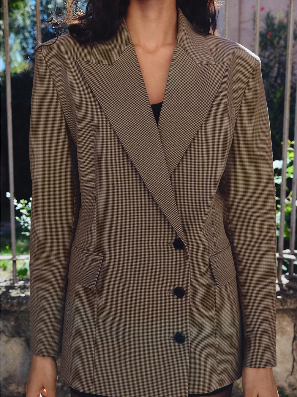 Zara check double breasted blazer